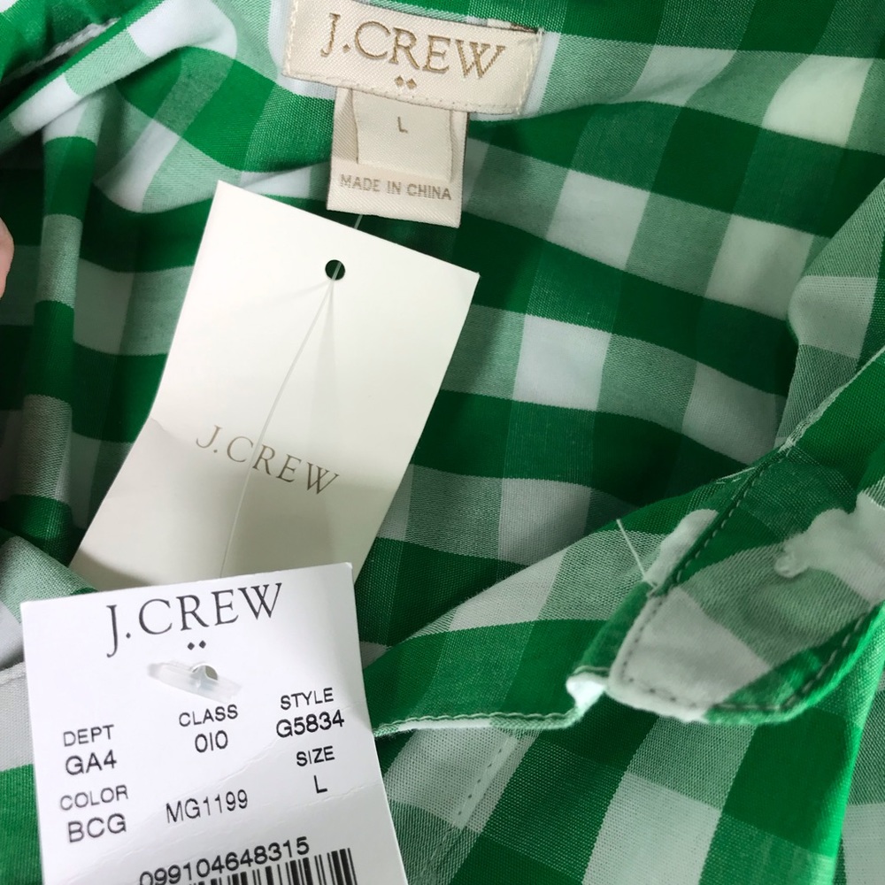 J. Crew Factory Green and White Gingham Midi Dress - Picture 4 of 6